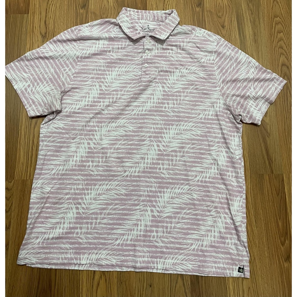 Nat Nast Luxury Originals Polo Mens 2XL Palm Leaf Tropical Pink